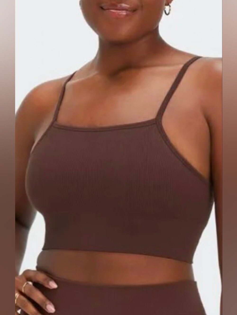 Fabletics Dark Brown Ribbed Cloud Seamless Bralette